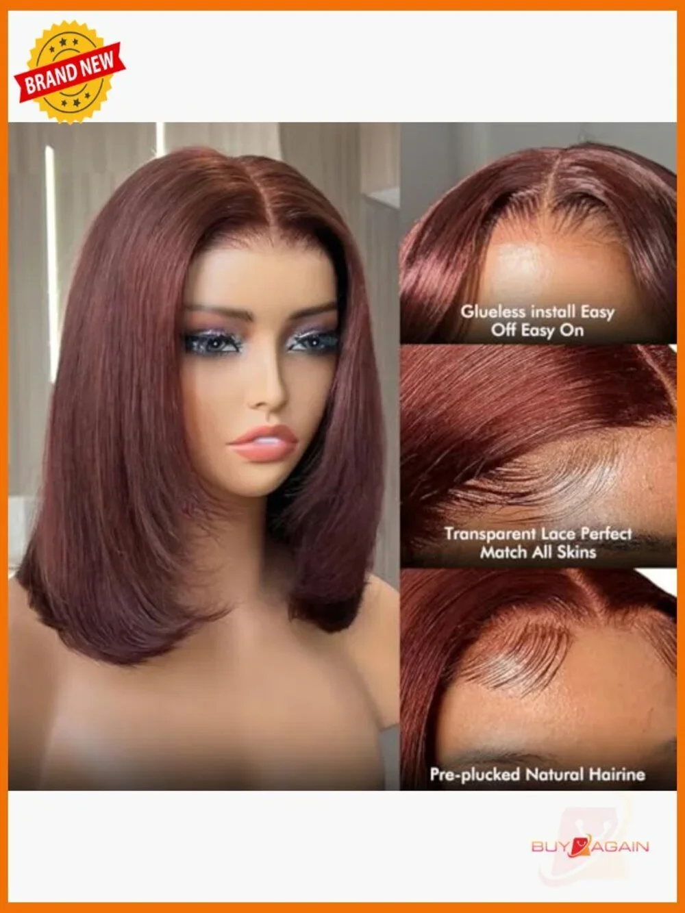 Glueless Bob Wig 220% Density Pre Plucked T Part Lace Front Human Hair